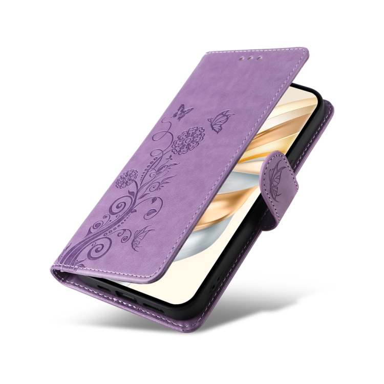 Peňaženkové puzdro Embossing Pattern Motýľ a kvet fialové – Honor Magic 7 Lite | Lacné Kryty Lacné Kryty | Peňaženkové puzdro Embossing Pattern Motýľ a kvet fialové – Honor Magic 7 Lite | Lacné Kryty