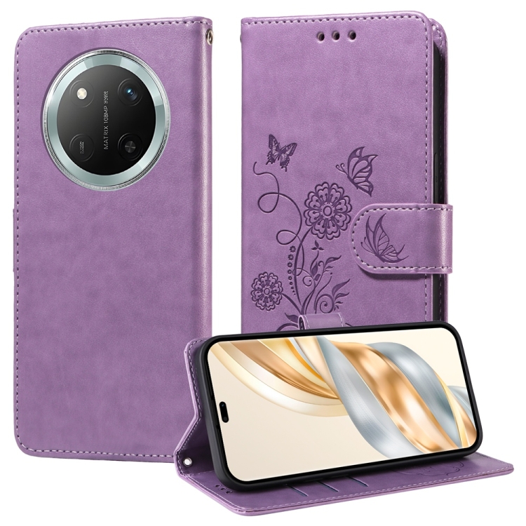 Peňaženkové puzdro Embossing Pattern Motýľ a kvet fialové – Honor Magic 7 Lite | Lacné Kryty Lacné Kryty | Peňaženkové puzdro Embossing Pattern Motýľ a kvet fialové – Honor Magic 7 Lite | Lacné Kryty