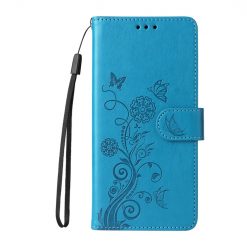 Lacné Kryty | Peňaženkové puzdro Embossing Pattern Motýľ a kvet modré – Honor Magic 7 Lite | Lacné Kryty