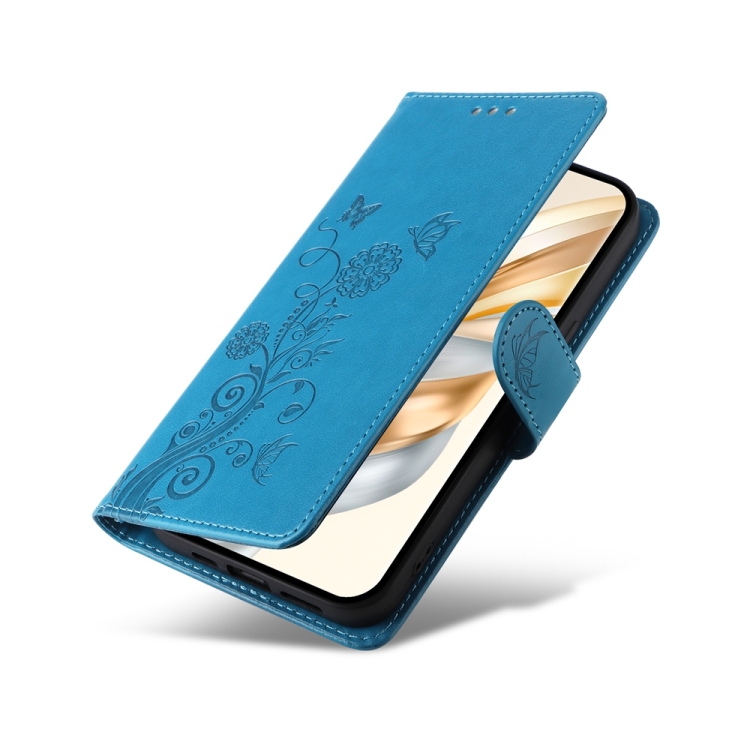 Peňaženkové puzdro Embossing Pattern Motýľ a kvet modré – Honor Magic 7 Lite | Lacné Kryty Lacné Kryty | Peňaženkové puzdro Embossing Pattern Motýľ a kvet modré – Honor Magic 7 Lite | Lacné Kryty