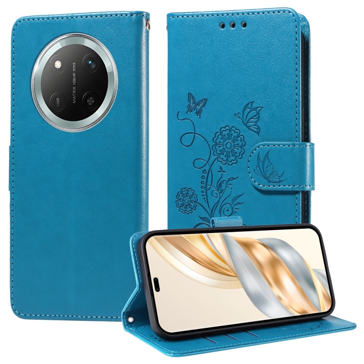Peňaženkové puzdro Embossing Pattern Motýľ a kvet modré – Honor Magic 7 Lite | Lacné Kryty Lacné Kryty | Peňaženkové puzdro Embossing Pattern Motýľ a kvet modré – Honor Magic 7 Lite | Lacné Kryty