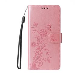 Lacné Kryty | Peňaženkové puzdro Embossing Pattern Motýľ a kvet ružové – Honor Magic 7 Lite | Lacné Kryty
