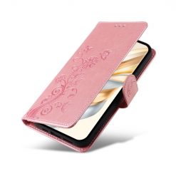Lacné Kryty | Peňaženkové puzdro Embossing Pattern Motýľ a kvet ružové – Honor Magic 7 Lite | Lacné Kryty