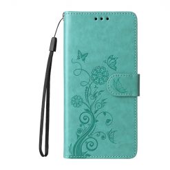 Peňaženkové puzdro Embossing Pattern Motýľ a kvet zelené – Honor Magic 7 Lite