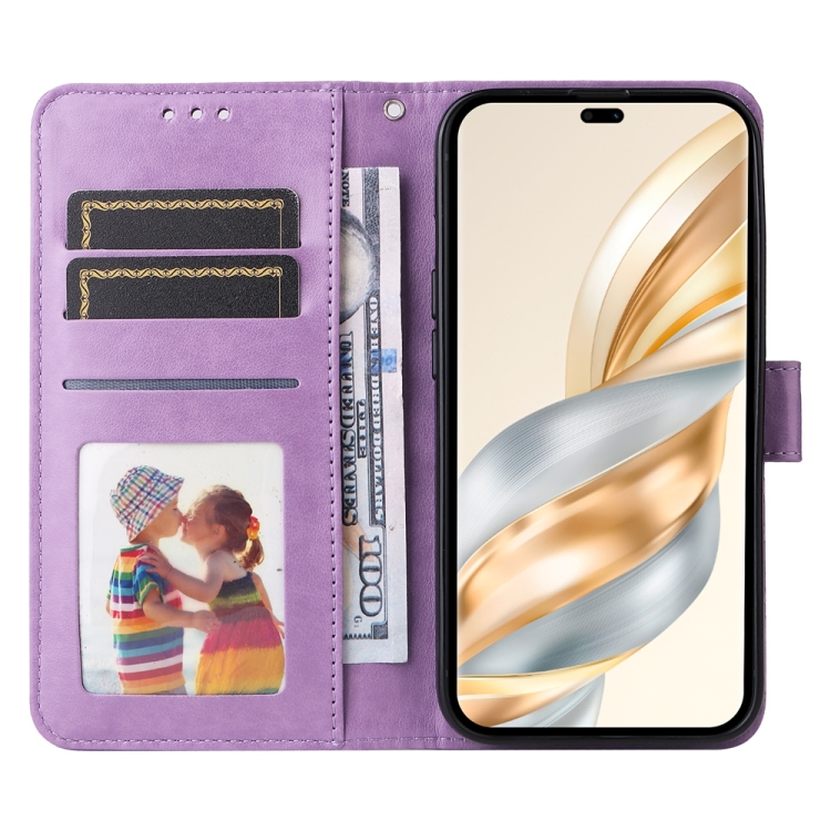 Peňaženkové puzdro Embossing Pattern Slnečnica fialové – Honor Magic 7 Lite | Lacné Kryty Lacné Kryty | Peňaženkové puzdro Embossing Pattern Slnečnica fialové – Honor Magic 7 Lite | Lacné Kryty