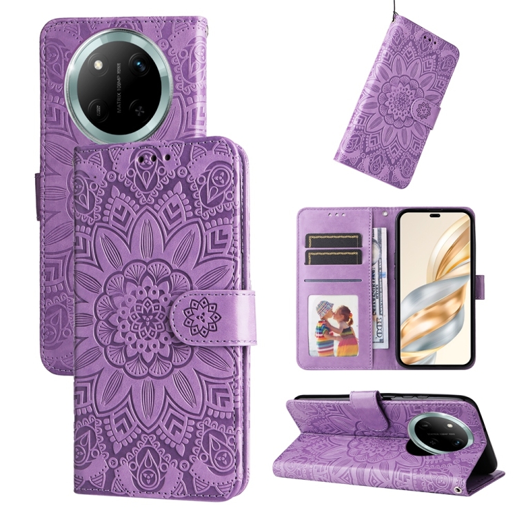 Peňaženkové puzdro Embossing Pattern Slnečnica fialové – Honor Magic 7 Lite | Lacné Kryty Lacné Kryty | Peňaženkové puzdro Embossing Pattern Slnečnica fialové – Honor Magic 7 Lite | Lacné Kryty