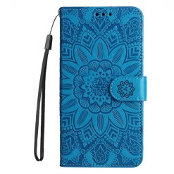 Peňaženkové puzdro Embossing Pattern Slnečnica modré – Infinix Hot 50i / Smart 9 / Smart 9 HD