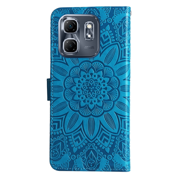 Peňaženkové puzdro Embossing Pattern Slnečnica modré – Infinix Hot 50i / Smart 9 / Smart 9 HD | Lacné Kryty Lacné Kryty | Peňaženkové puzdro Embossing Pattern Slnečnica modré – Infinix Hot 50i / Smart 9 / Smart 9 HD | Lacné Kryty