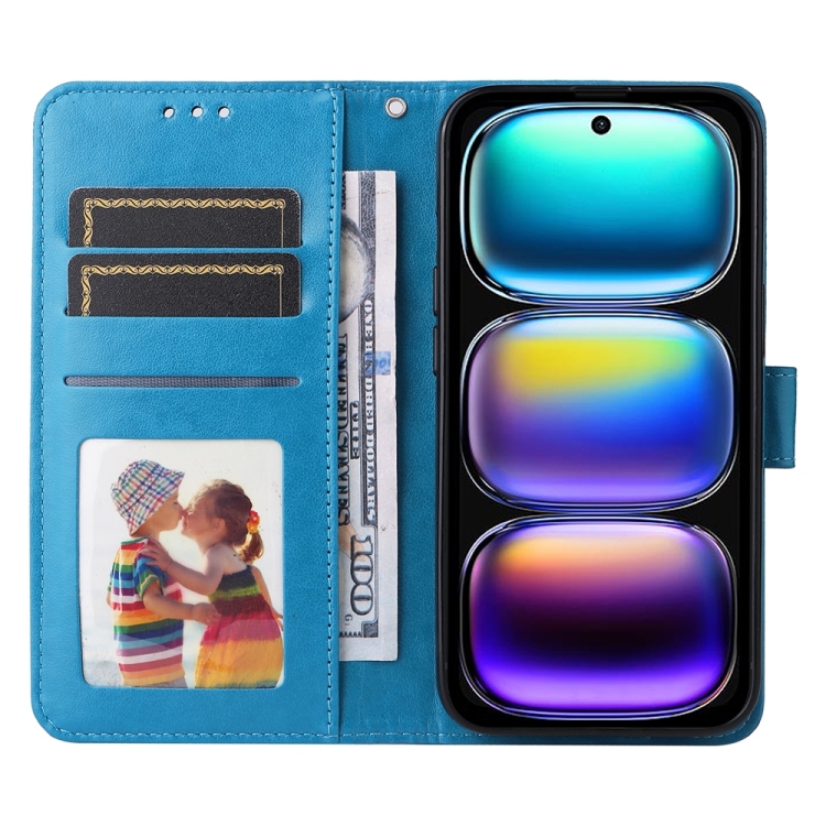Peňaženkové puzdro Embossing Pattern Slnečnica modré – Infinix Hot 50i / Smart 9 / Smart 9 HD | Lacné Kryty Lacné Kryty | Peňaženkové puzdro Embossing Pattern Slnečnica modré – Infinix Hot 50i / Smart 9 / Smart 9 HD | Lacné Kryty