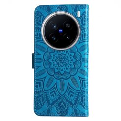 Lacné Kryty | Peňaženkové puzdro Embossing Pattern Slnečnica modré – Vivo X200 Pro | Lacné Kryty