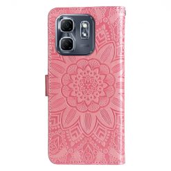 Lacné Kryty | Peňaženkové puzdro Embossing Pattern Slnečnica ružové – Infinix Hot 50i / Smart 9 / Smart 9 HD | Lacné Kryty