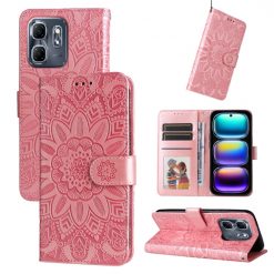 Lacné Kryty | Peňaženkové puzdro Embossing Pattern Slnečnica ružové – Infinix Hot 50i / Smart 9 / Smart 9 HD | Lacné Kryty