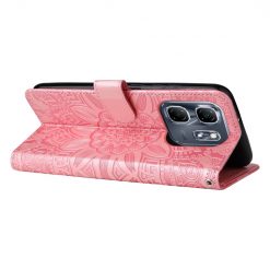 Lacné Kryty | Peňaženkové puzdro Embossing Pattern Slnečnica ružové – Infinix Hot 50i / Smart 9 / Smart 9 HD | Lacné Kryty