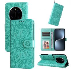 Lacné Kryty | Peňaženkové puzdro Embossing Pattern Slnečnica zelené – Honor Magic 7 Pro | Lacné Kryty