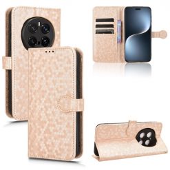 Lacné Kryty | Peňaženkové puzdro Honeycomb Dot Texture Case zlaté – Honor Magic 7 Pro | Lacné Kryty
