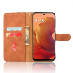 Lacné Kryty | Peňaženkové puzdro Solid hnedé – Motorola Moto G15 / G15 Power | Lacné Kryty