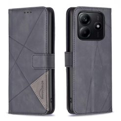Lacné Kryty | Knižkové puzdro Rhombus čierne – Xiaomi Redmi Note 14 (4G) | Lacné Kryty