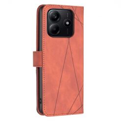 Lacné Kryty | Knižkové puzdro Rhombus hnedé – Xiaomi Redmi Note 14 (4G) | Lacné Kryty