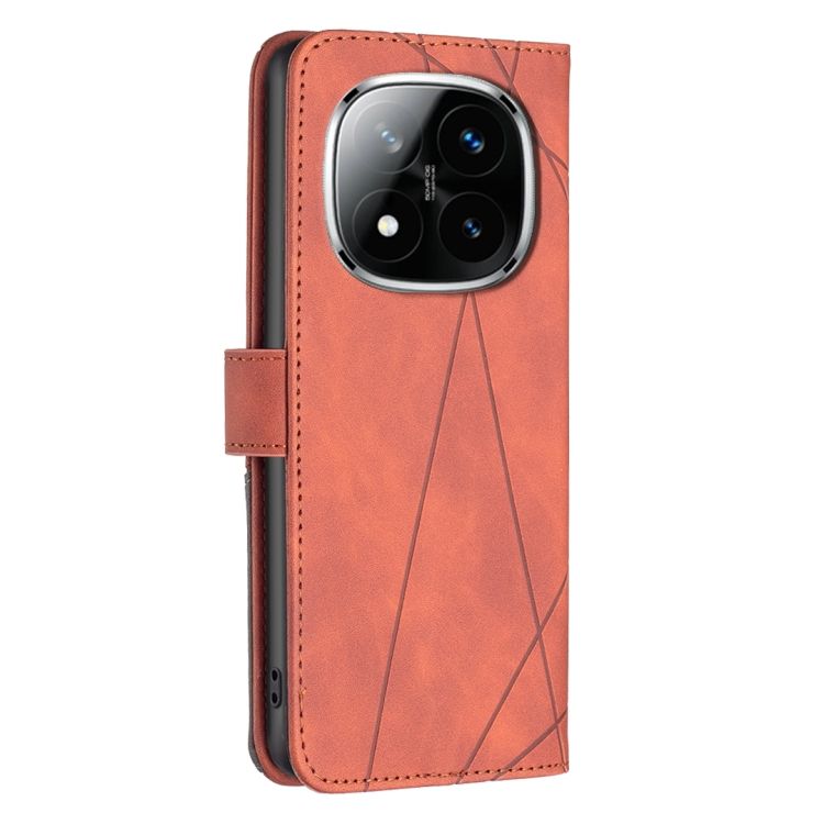 Knižkové puzdro Rhombus hnedé – Xiaomi Redmi Note 14 Pro+ 5G | Lacné Kryty Lacné Kryty | Knižkové puzdro Rhombus hnedé – Xiaomi Redmi Note 14 Pro+ 5G | Lacné Kryty