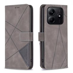 Lacné Kryty | Knižkové puzdro Rhombus sivé – Xiaomi Redmi Note 14 (4G) | Lacné Kryty
