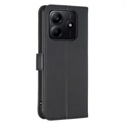 Lacné Kryty | Peňaženkové puzdro Embossing Pattern case Štvorlístky čierne – Xiaomi Redmi Note 14 (4G) | Lacné Kryty