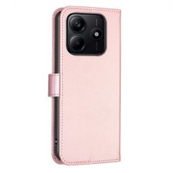Lacné Kryty | Peňaženkové puzdro Embossing Pattern case Štvorlístky ružové – Xiaomi Redmi Note 14 (4G) | Lacné Kryty