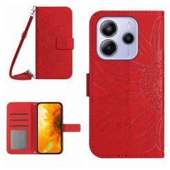 Lacné Kryty | Peňaženkové puzdro Embossing Pattern Kvet case červené – Xiaomi Redmi Note 14 (4G) | Lacné Kryty