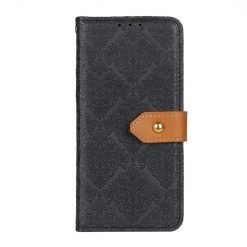 Lacné Kryty | Peňaženkové puzdro Embossing Pattern Kvety čierne – Xiaomi Redmi Note 14 Pro (4G) | Lacné Kryty
