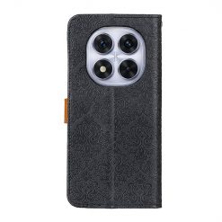 Lacné Kryty | Peňaženkové puzdro Embossing Pattern Kvety čierne – Xiaomi Redmi Note 14 Pro (4G) | Lacné Kryty