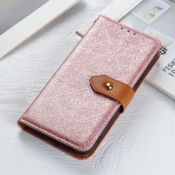 Lacné Kryty | Peňaženkové puzdro Embossing Pattern Kvety ružové – Xiaomi Redmi Note 14 Pro (4G) | Lacné Kryty