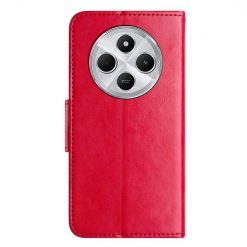 Lacné Kryty | Peňaženkové puzdro Embossing Pattern Motýľ a kvet červené – Xiaomi Redmi Note 14 Pro+ 5G | Lacné Kryty