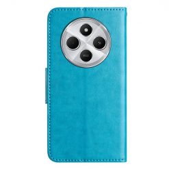 Lacné Kryty | Peňaženkové puzdro Embossing Pattern Motýľ a kvet modré – Xiaomi Redmi Note 14 Pro+ 5G | Lacné Kryty