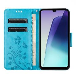 Lacné Kryty | Peňaženkové puzdro Embossing Pattern Motýľ a kvet modré – Xiaomi Redmi Note 14 Pro+ 5G | Lacné Kryty