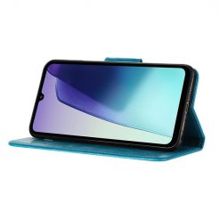 Lacné Kryty | Peňaženkové puzdro Embossing Pattern Motýľ a kvet modré – Xiaomi Redmi Note 14 Pro+ 5G | Lacné Kryty