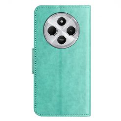 Lacné Kryty | Peňaženkové puzdro Embossing Pattern Motýľ a kvet zelené – Xiaomi Redmi Note 14 Pro+ 5G | Lacné Kryty