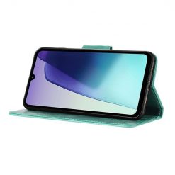 Lacné Kryty | Peňaženkové puzdro Embossing Pattern Motýľ a kvet zelené – Xiaomi Redmi Note 14 Pro+ 5G | Lacné Kryty