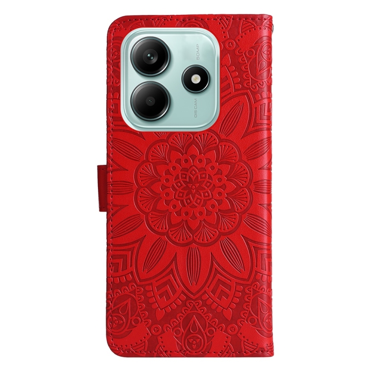 Peňaženkové puzdro Embossing Pattern Slnečnica červené – Xiaomi Redmi Note 14 5G | Lacné Kryty Lacné Kryty | Peňaženkové puzdro Embossing Pattern Slnečnica červené – Xiaomi Redmi Note 14 5G | Lacné Kryty