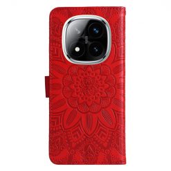 Lacné Kryty | Peňaženkové puzdro Embossing Pattern Slnečnica červené – Xiaomi Redmi Note 14 Pro 5G | Lacné Kryty