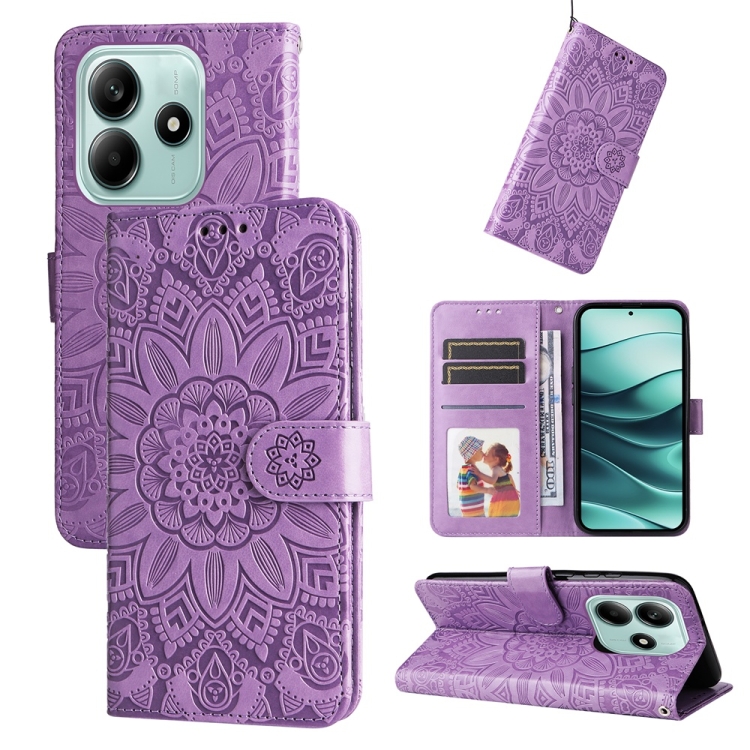 Peňaženkové puzdro Embossing Pattern Slnečnica fialové – Xiaomi Redmi Note 14 5G | Lacné Kryty Lacné Kryty | Peňaženkové puzdro Embossing Pattern Slnečnica fialové – Xiaomi Redmi Note 14 5G | Lacné Kryty