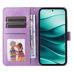 Peňaženkové puzdro Embossing Pattern Slnečnica fialové – Xiaomi Redmi Note 14 Pro 5G | Lacné Kryty Lacné Kryty | Peňaženkové puzdro Embossing Pattern Slnečnica fialové – Xiaomi Redmi Note 14 Pro 5G | Lacné Kryty