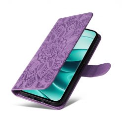 Peňaženkové puzdro Embossing Pattern Slnečnica fialové – Xiaomi Redmi Note 14 Pro 5G | Lacné Kryty Lacné Kryty | Peňaženkové puzdro Embossing Pattern Slnečnica fialové – Xiaomi Redmi Note 14 Pro 5G | Lacné Kryty