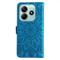 Lacné Kryty | Peňaženkové puzdro Embossing Pattern Slnečnica modré – Xiaomi Redmi Note 14 5G | Lacné Kryty