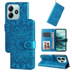 Lacné Kryty | Peňaženkové puzdro Embossing Pattern Slnečnica modré – Xiaomi Redmi Note 14 5G | Lacné Kryty