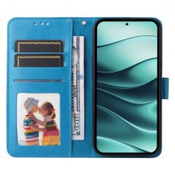 Lacné Kryty | Peňaženkové puzdro Embossing Pattern Slnečnica modré – Xiaomi Redmi Note 14 5G | Lacné Kryty