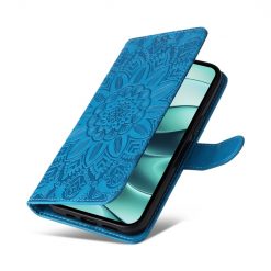 Lacné Kryty | Peňaženkové puzdro Embossing Pattern Slnečnica modré – Xiaomi Redmi Note 14 5G | Lacné Kryty