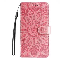 Peňaženkové puzdro Embossing Pattern Slnečnica ružové – Xiaomi Redmi Note 14 5G