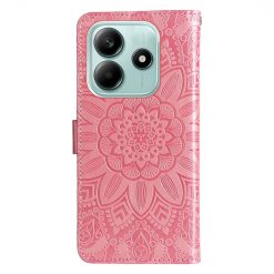 Lacné Kryty | Peňaženkové puzdro Embossing Pattern Slnečnica ružové – Xiaomi Redmi Note 14 5G | Lacné Kryty