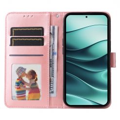 Lacné Kryty | Peňaženkové puzdro Embossing Pattern Slnečnica ružové – Xiaomi Redmi Note 14 5G | Lacné Kryty