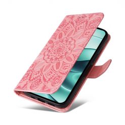Lacné Kryty | Peňaženkové puzdro Embossing Pattern Slnečnica ružové – Xiaomi Redmi Note 14 5G | Lacné Kryty