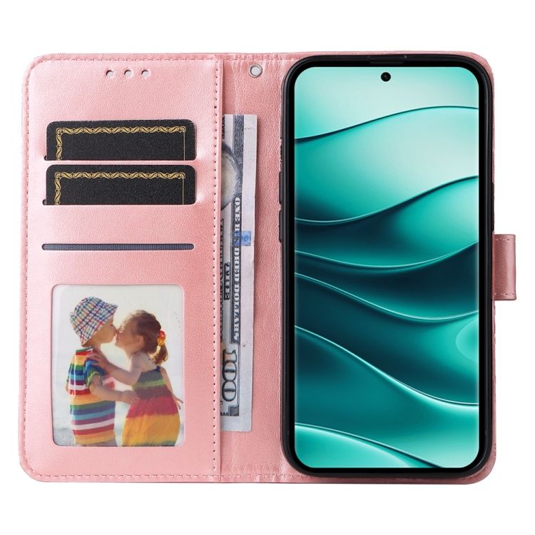 Peňaženkové puzdro Embossing Pattern Slnečnica ružové – Xiaomi Redmi Note 14 Pro 5G | Lacné Kryty Lacné Kryty | Peňaženkové puzdro Embossing Pattern Slnečnica ružové – Xiaomi Redmi Note 14 Pro 5G | Lacné Kryty